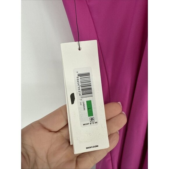 DKNY Women's Size Large Pink Sweetheart Twist Front One Piece Swimsuit New - Picture 7 of 10